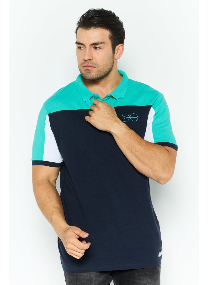 CROSSHATCH Men Regular Fit Brand Logo Short Sleeves Polo Shirt, Navy  - Image 1