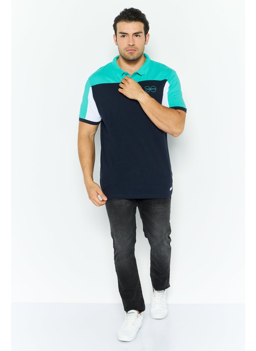 CROSSHATCH Men Regular Fit Brand Logo Short Sleeves Polo Shirt, Navy  - Image 2