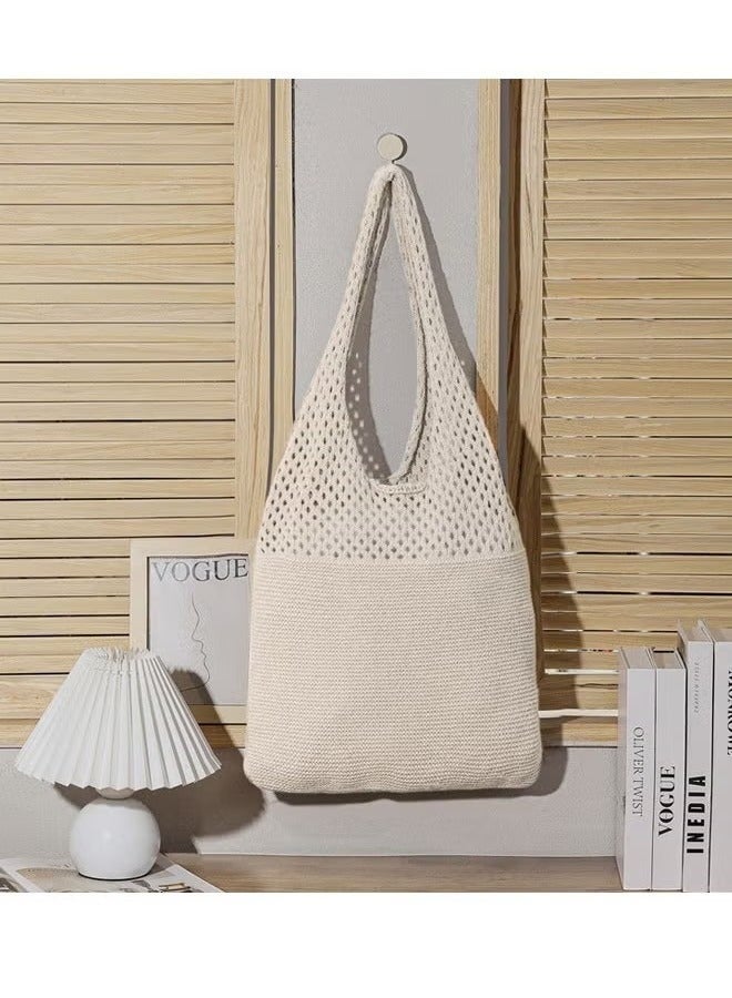 GIFT Crochet Tote Bag For Women, Crochet Mesh Beach Tote Bag Summer Vacation Aesthetic Boho Knit Bag for Women, Beach Top-handle Tote Bag - Image 4