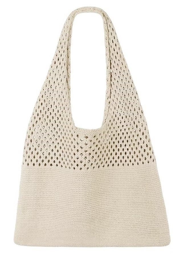 GIFT Crochet Tote Bag For Women, Crochet Mesh Beach Tote Bag Summer Vacation Aesthetic Boho Knit Bag for Women, Beach Top-handle Tote Bag - Image 1