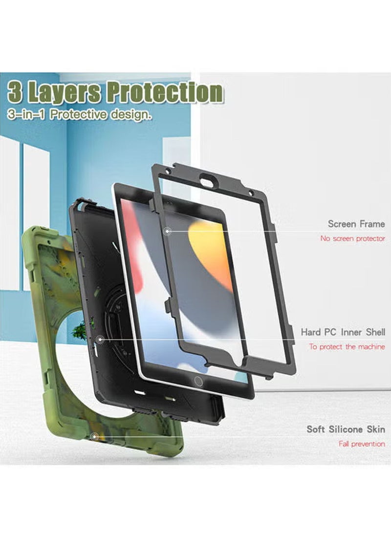 روك بو - حافظة غطاء لجهاز iPad 10.2 حافظة 2021 iPad 9th/2020 iPad 8th/2019 iPad 7th Generation، حافظة متينة مقاومة للصدمات مع حامل دوار واقٍ لجهاز iPad 10.2" من الجيل التاسع/الثامن/السابع - Image 1