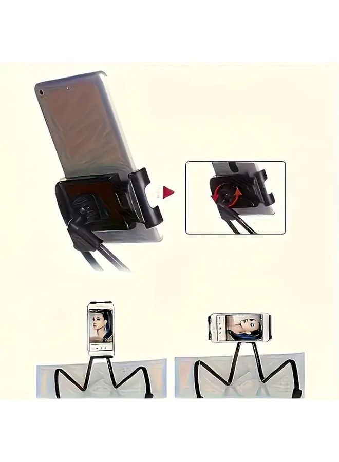 حامل هاتف عالمي قابل للتعديل مع حزام عنق حديدي ناعم 360 درجة دوار أسود - Image 3