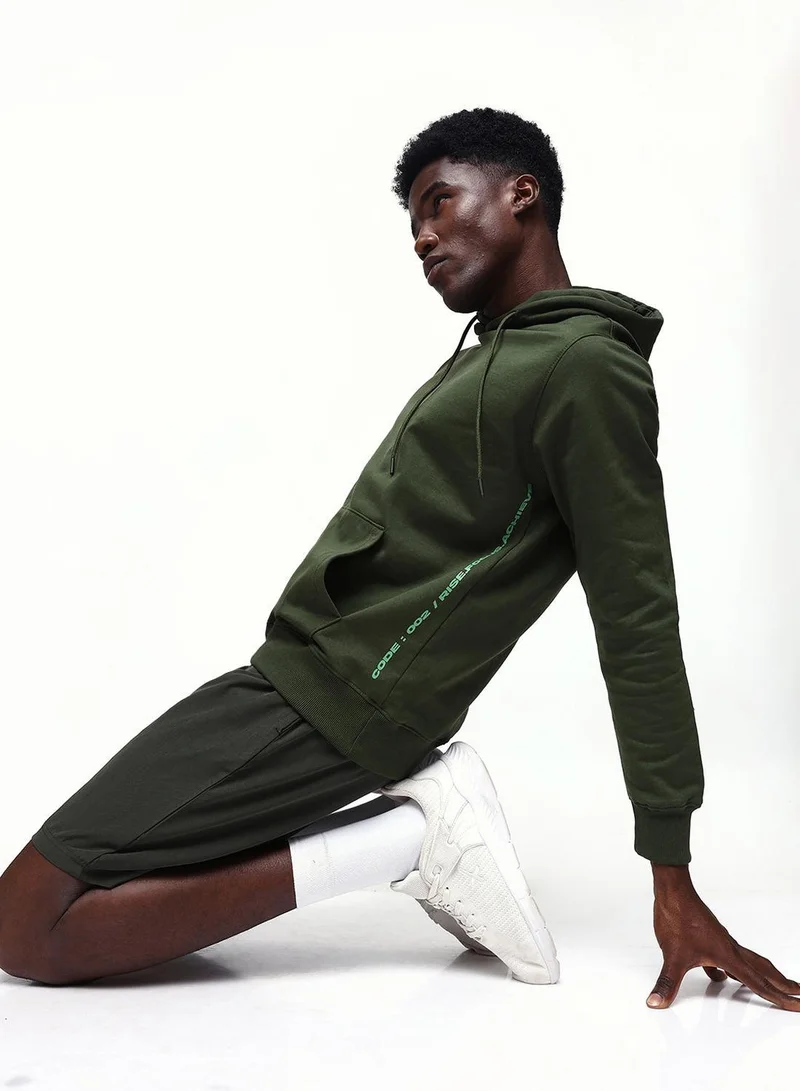 Dennis Lingo  Men's Rifle Green Cotton Blend Relaxed Sweatshirt for Men | Best Price UAE