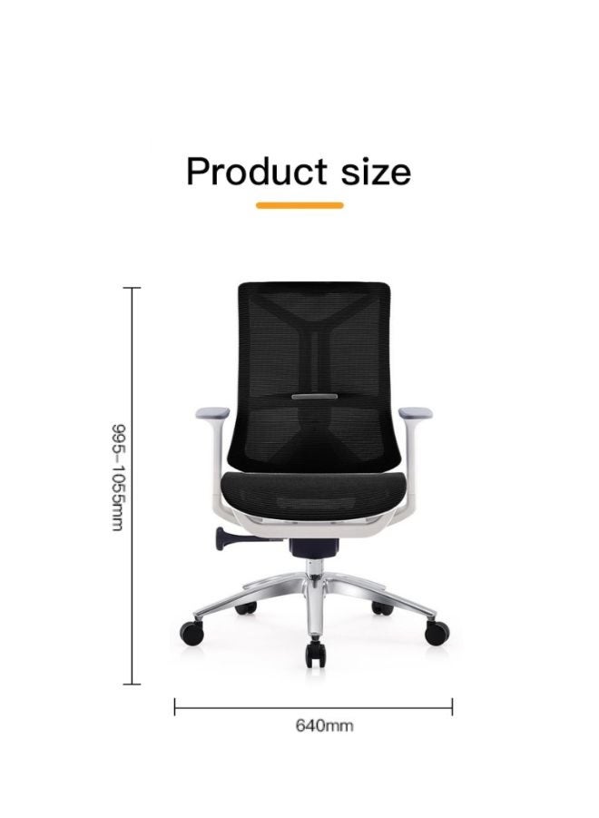 Modern Ergonomic Office Chair Without Headrest And Aluminum Base for Office, Home Office and Shops, High Back, Black - Image 5