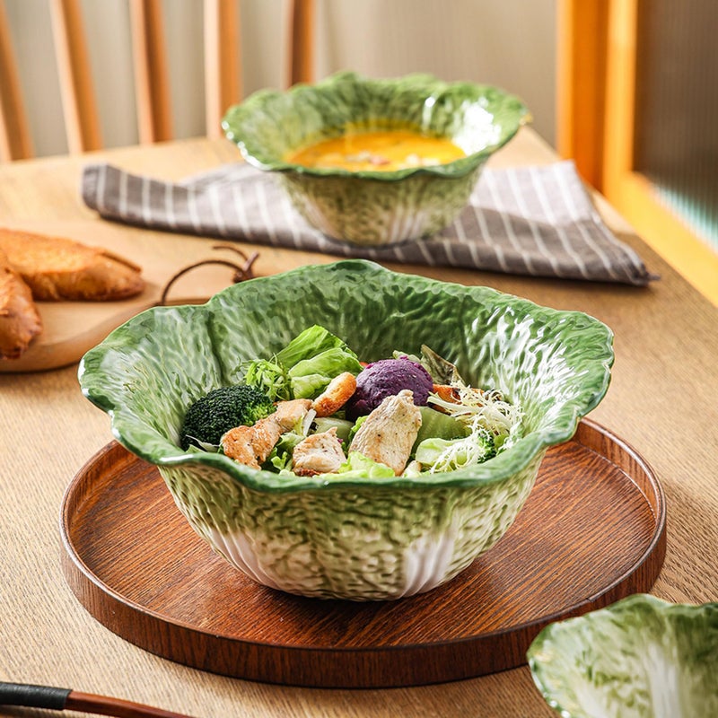 KXZ Green Ramen Noodle Bowls Microwavable 7 Inch, 16 Oz Ceramic Dinner Bowl Sets of 4 for Kitchen, Orcelain Silverware Set for Cereal, Soup, Serving, Rice, Pho, Salad, Pasta, Chip, Fruits, Vintage - Image 5