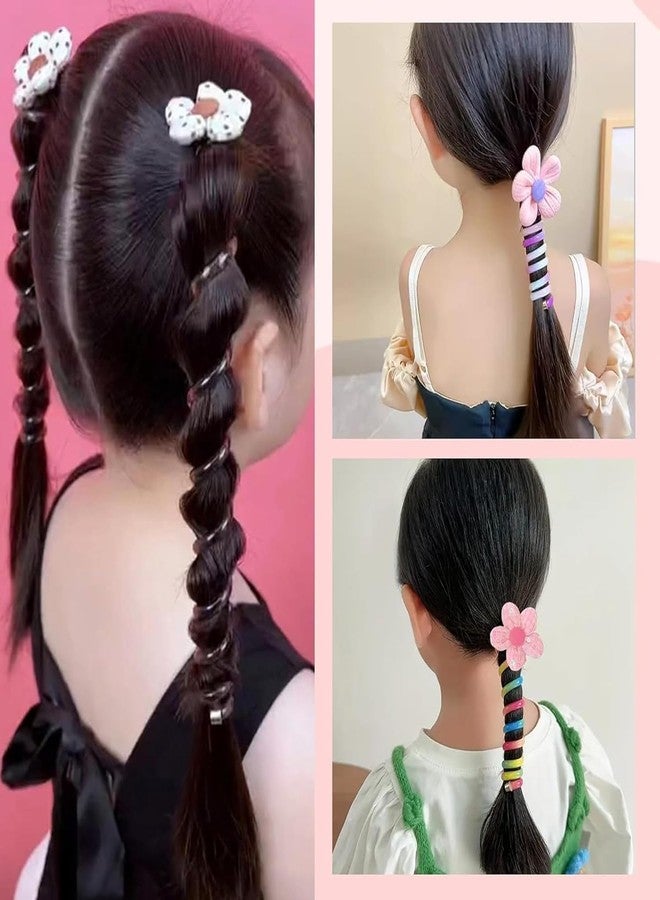 Hivata Spiral Rope Telephone Wire Korean Hair Rubber Bands Elastic for Girls Kids Braided Spiral Hair Ties Cute Cartoon Ponytail Maker Phone Cord Hair Accessories for Girls (Pack of 6pc) - Image 5