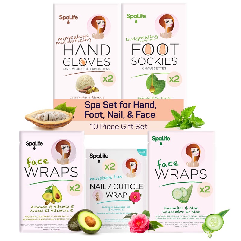 SpaLife مجموعة هدايا سبا لايف الوردية المكونة من 10 قطع - مجموعة العناية بالبشرة الكورية مع منتجات الوجه واليدين والقدمين والأظافر بحجم السفر - حزمة العناية بالبشرة للنساء - Image 1