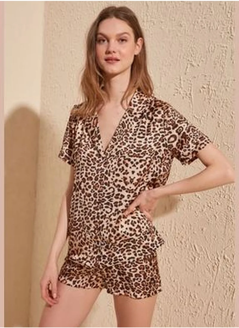 trendyol Multicolored Leopard Patterned Satin Woven Pajamas Set THMSS20PT0158