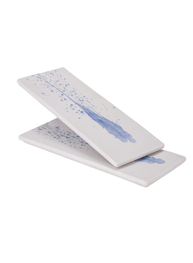 Uaral Serving Platter Long Flat Plate - 14 inch Rectangular Tray for Party,Sushi,Appetizer,Sashimi,Cheese,Set of 2, (Blue) - Image 1