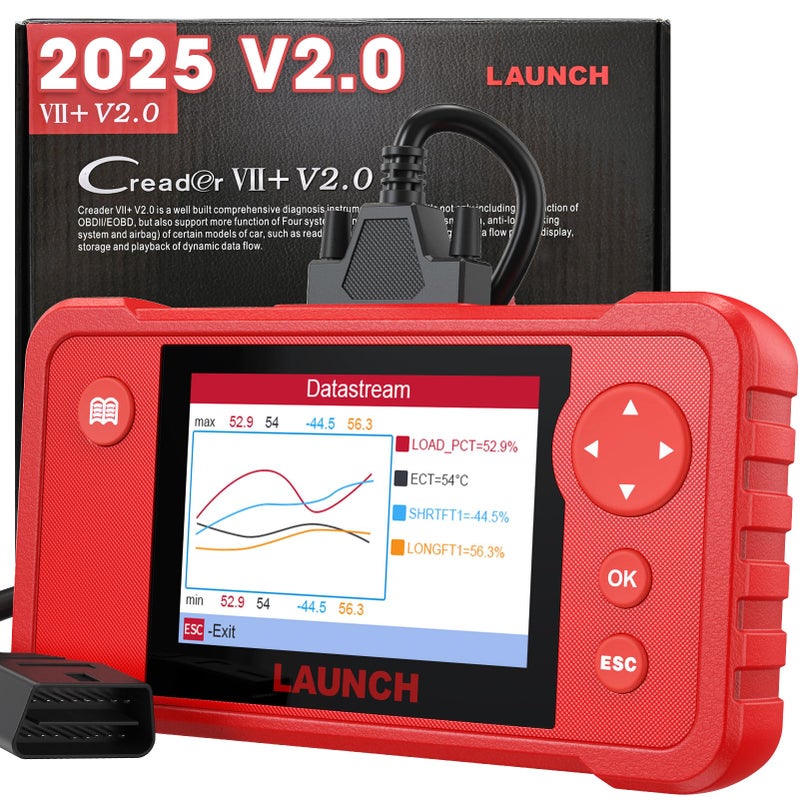 LAUNCH Creader VII V20 OBD2 Scanner 2025 New EngineTransmissionABSSRS Diagnostic Scan Tool With Oil ResetThrottle AdaptionSAS Relearn Check Engine Code Reader Full OBD2 Lifetime Free Update