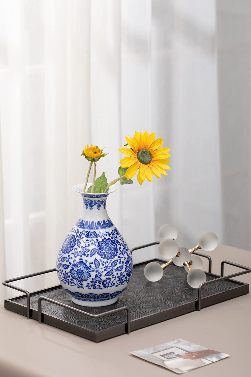 GaLouRo Blue Porcelain Vase  Blue and White Ginger Jar  Handmade Chinoiserie Vase  8.7'' H - Image 4