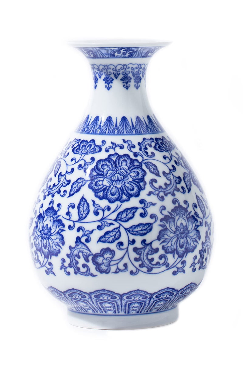 GaLouRo Blue Porcelain Vase  Blue and White Ginger Jar  Handmade Chinoiserie Vase  8.7'' H - Image 1
