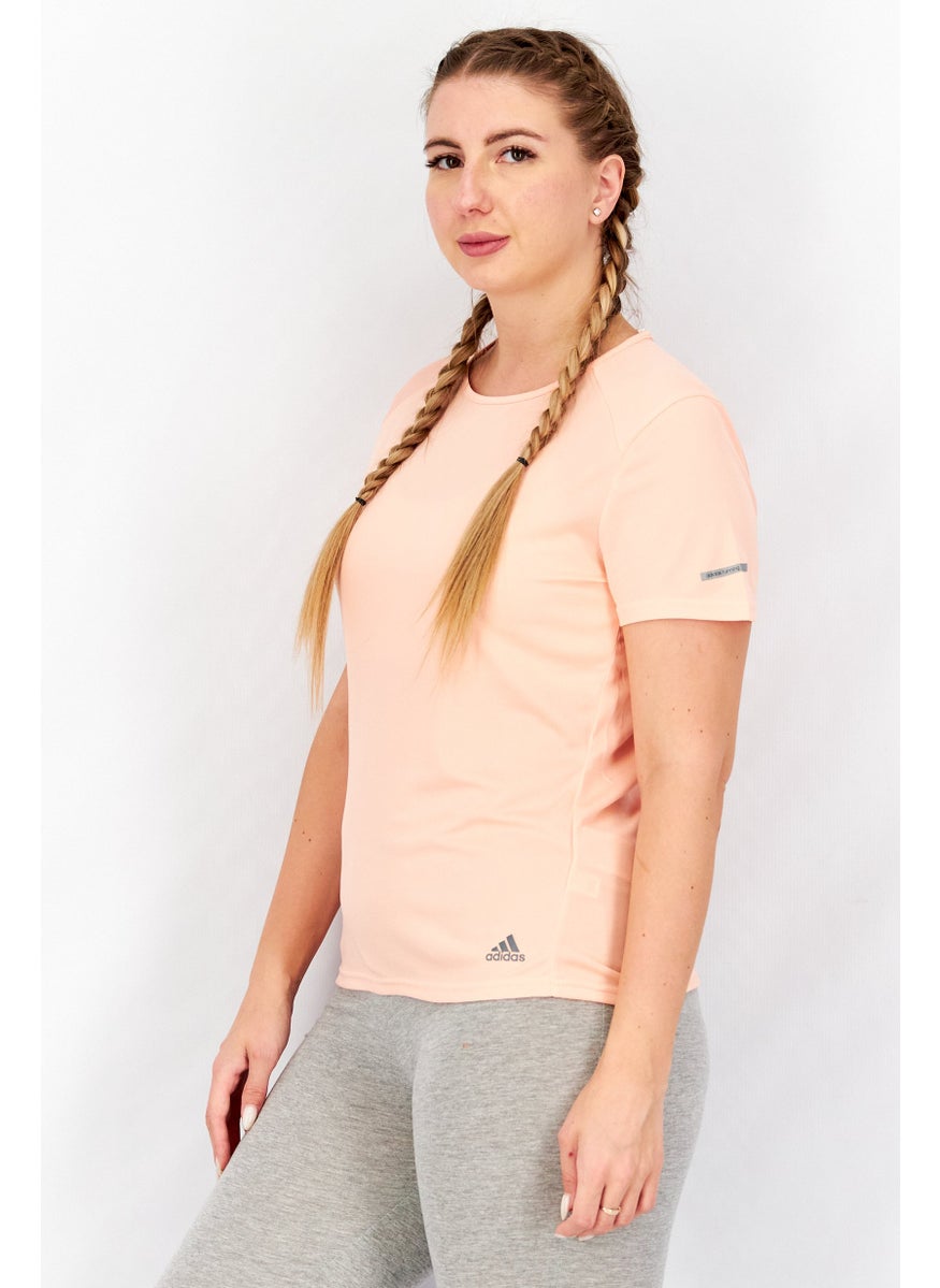 Adidas - Women Sportswear Fit Brand Logo Short Sleeve T-Shirt, Peach - Image 1