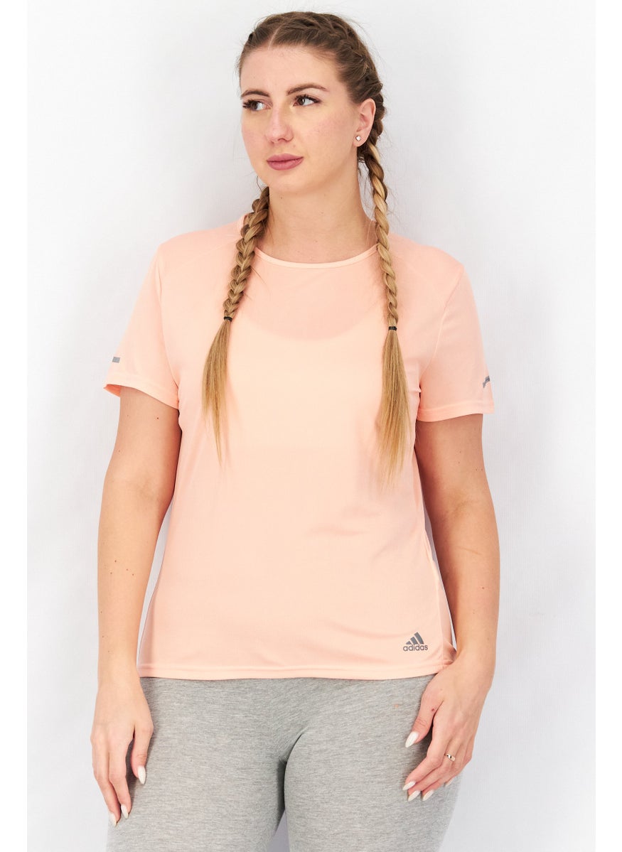 Adidas - Women Sportswear Fit Brand Logo Short Sleeve T-Shirt, Peach - Image 1