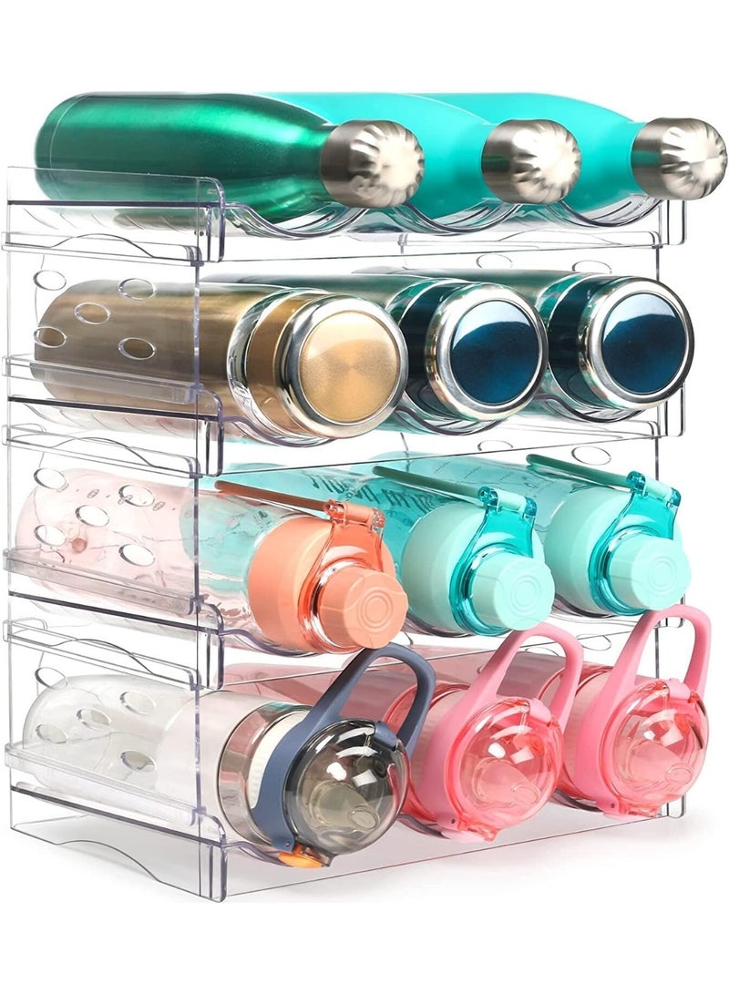 MostNow 4 Pack Stackable Water Bottle Organizer - Water Bottle Holder for Cabinet - Kitchen Pantry Organization and Storage Shelf, Plastic Fridge Wine Drink Racks, Tumbler Travel Mug Cup Organizer - Image 1