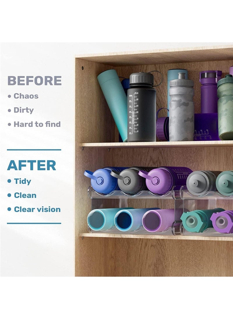 MostNow 4 Pack Stackable Water Bottle Organizer - Water Bottle Holder for Cabinet - Kitchen Pantry Organization and Storage Shelf, Plastic Fridge Wine Drink Racks, Tumbler Travel Mug Cup Organizer - Image 5