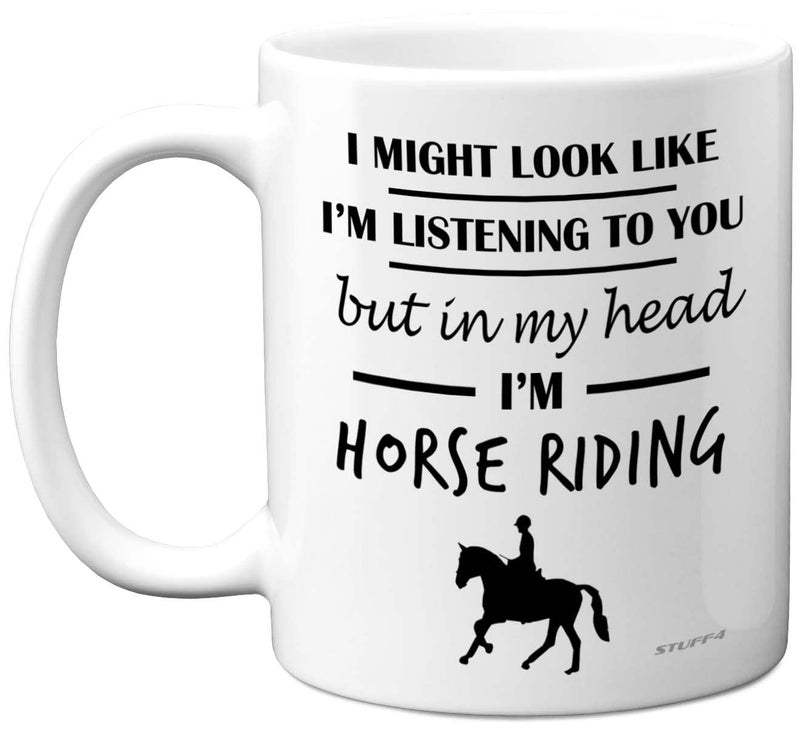 Stuff4 Horse Gifts for Women Men  in My Head Im Horse Riding  Riding Gifts for Lovers Mugs Girls Rider 11oz Ceramic Dishwasher Safe Premium Mugs Cup