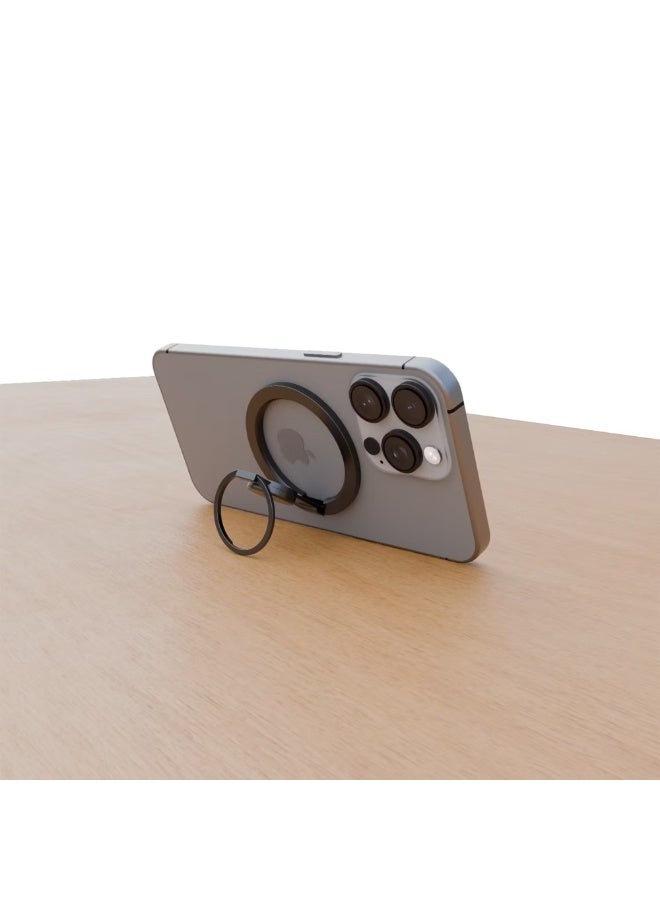 LEVELO SpinGrip Magnetic Phone Grip & Holder – 360° Rotating Magnetic Stand - Black - Image 4