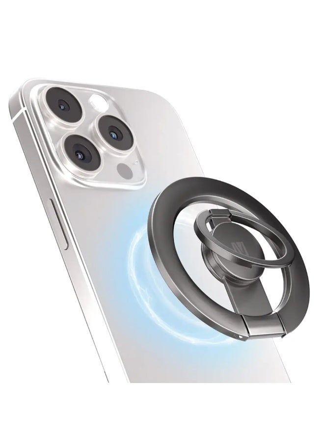 LEVELO SpinGrip Magnetic Phone Grip & Holder – 360° Rotating Magnetic Stand - Black - Image 1