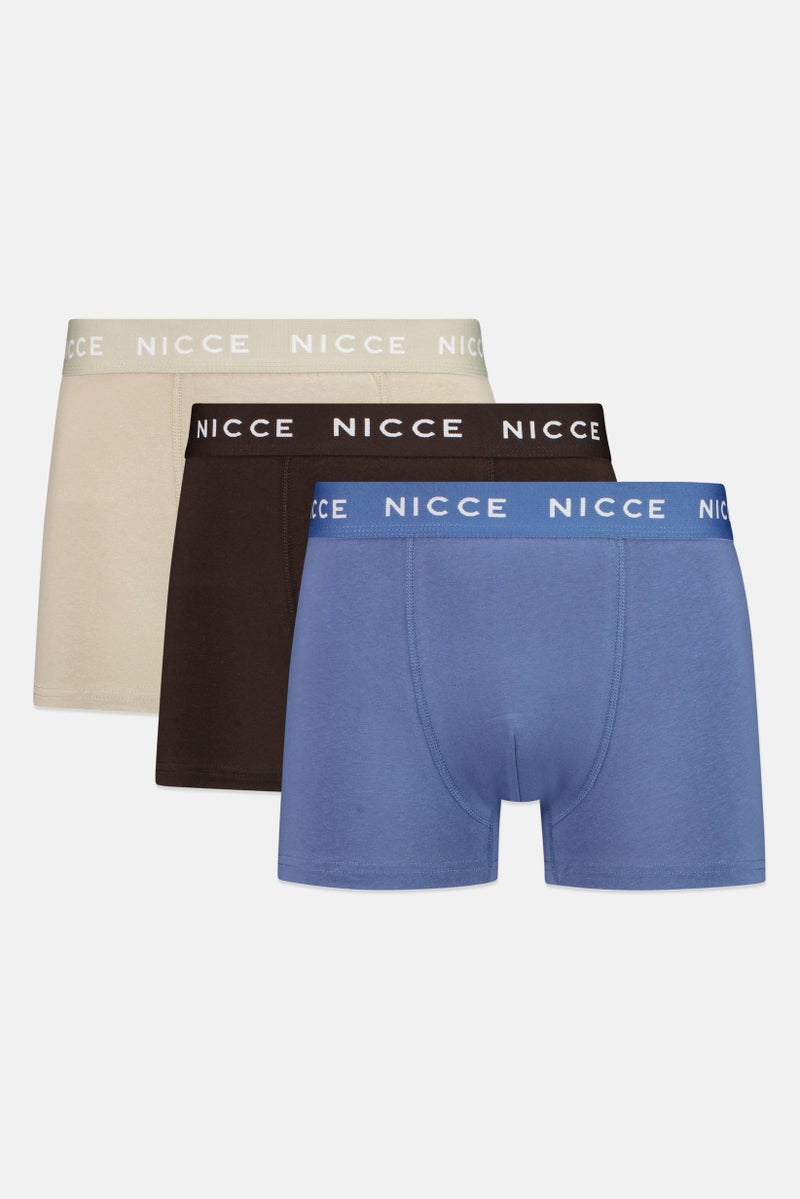 Nicce Men 3 Pcs Brand Logo Boxer, Multicolor - Image 1