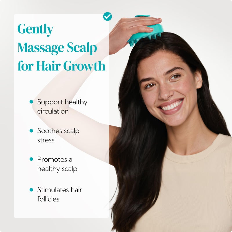 HEETA Hair Scalp Massager Shampoo Brush 2 Pack, Soft Silicone Bristles to Remove Dandruff, Waterproof Hair Scrubber for Both Wet Dry Use, Suitable for Men & Women (Green & Black) - Image 2