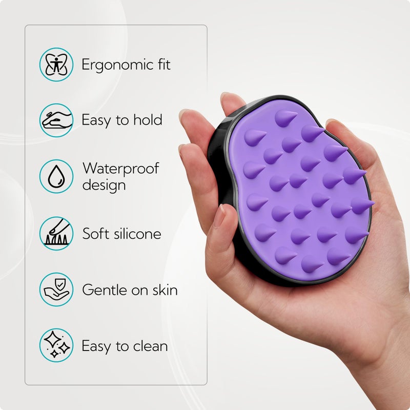 HEETA Hair Scalp Massager Shampoo Brush 2 Pack, Soft Silicone Bristles to Remove Dandruff, Waterproof Hair Scrubber for Both Wet Dry Use, Suitable for Men & Women (Green & Black) - Image 4