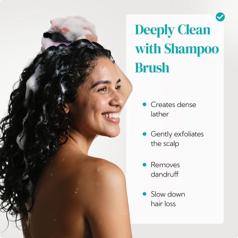 HEETA Hair Scalp Massager Shampoo Brush 2 Pack, Soft Silicone Bristles to Remove Dandruff, Waterproof Hair Scrubber for Both Wet Dry Use, Suitable for Men & Women (Green & Black) - Image 3