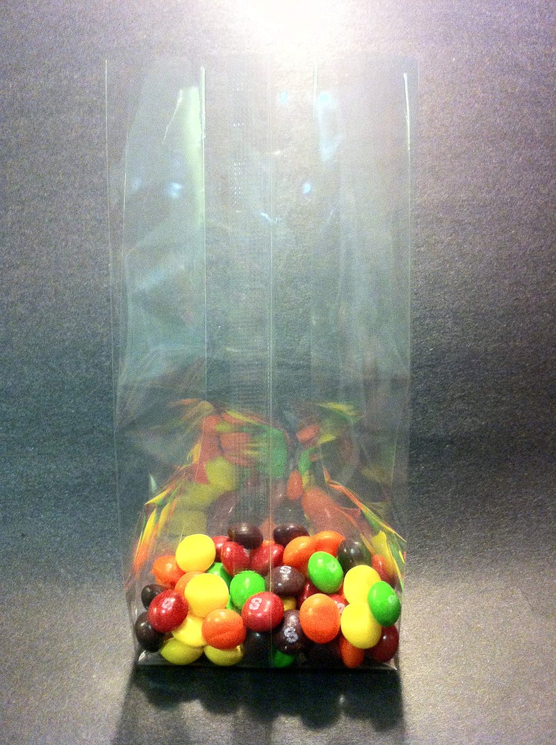 UNIQUEPACKING 100 Pcs 4x2x10 Clear Side Gusseted Cello Cellophane Bags Good for Candy Cookie Bakery - Image 1