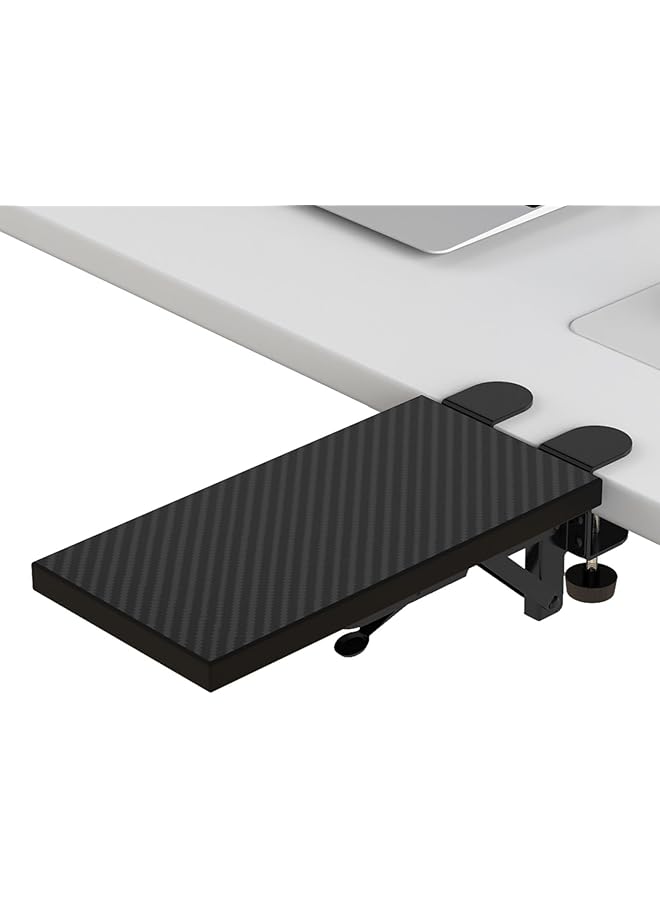 erorex Ergonomics Desk Extender Tray 11.8 Inch X5.9 Inch Punch Free Clamp On Foldable Keyboard Drawer Tray Table Mount Arm Wrist Rest Shelf Computer Elbow Arm Support  - Image 1
