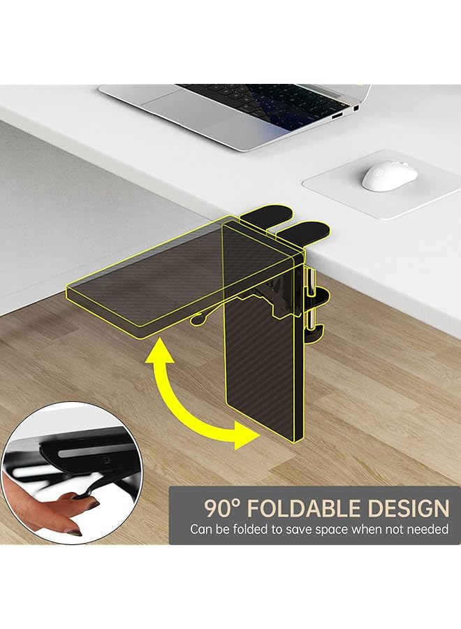 erorex Ergonomics Desk Extender Tray 11.8 Inch X5.9 Inch Punch Free Clamp On Foldable Keyboard Drawer Tray Table Mount Arm Wrist Rest Shelf Computer Elbow Arm Support  - Image 5