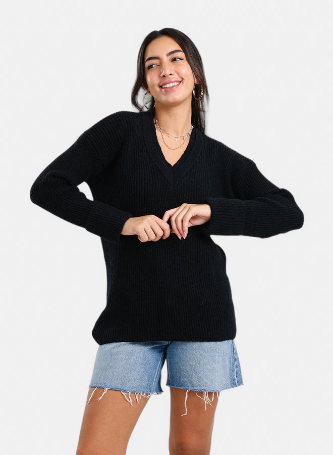 Carina Ribbed V-Neck Pullover - Image 1