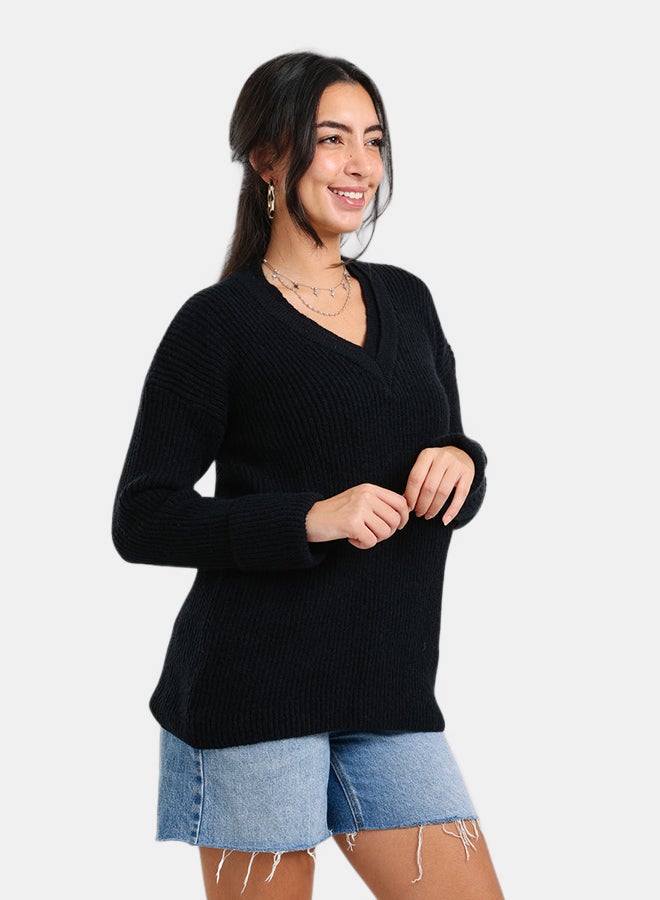 Carina Ribbed V-Neck Pullover - Image 2