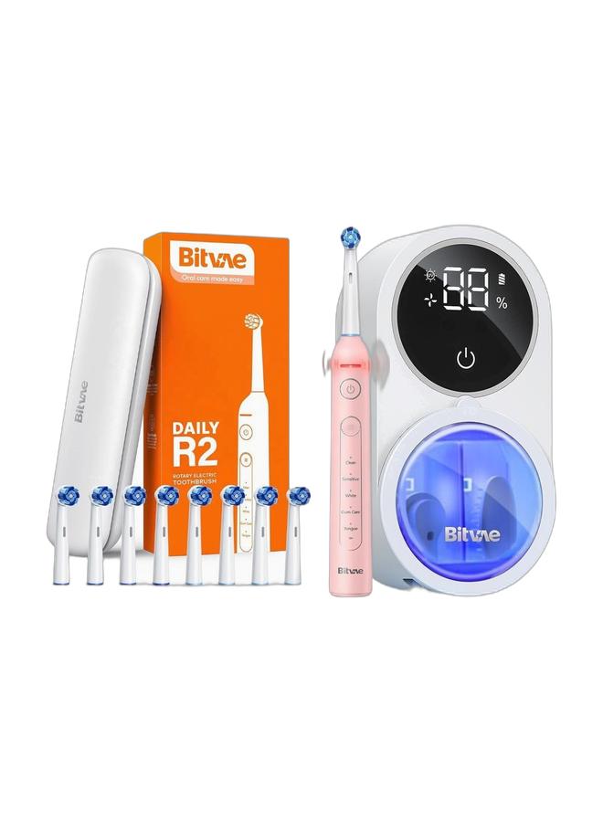 Bitvae BV R2 Rechargeable Electric Toothbrush for Adults, 5 Cleaning Modes, Soft Bristles, IPX7 Waterproof, Teeth Whitening Toothbrush & UV Toothbrush Sanitizer with Holder | Electric & Manual Toothbrush UV-C Sterilizer | Wall-Mounted Rechargeable Toothbrush Cleaner with Air-Drying System | LED Display | Travel-Friendly USB-C Hygiene Case Bundle - Image 1