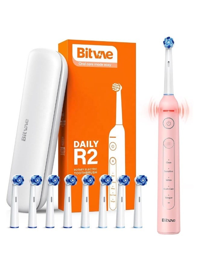 Bitvae BV R2 Rechargeable Electric Toothbrush for Adults, 5 Cleaning Modes, Soft Bristles, IPX7 Waterproof, Teeth Whitening Toothbrush & UV Toothbrush Sanitizer with Holder | Electric & Manual Toothbrush UV-C Sterilizer | Wall-Mounted Rechargeable Toothbrush Cleaner with Air-Drying System | LED Display | Travel-Friendly USB-C Hygiene Case Bundle - Image 2