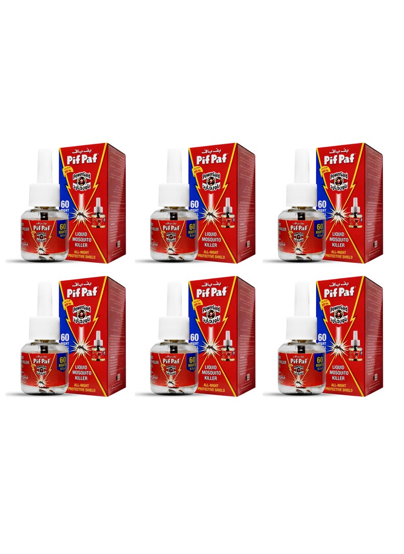 Pif Paf Power Gard 60 Nights Liquid Mosquito Killer Refill 45 ml, 6 pieces  - Image 1