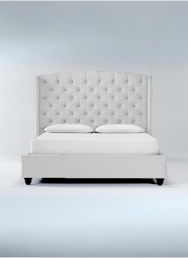 Bed and Mattress Zone Ottoman Tufted Upholstered Bed 200x150 Queen Size White Color 