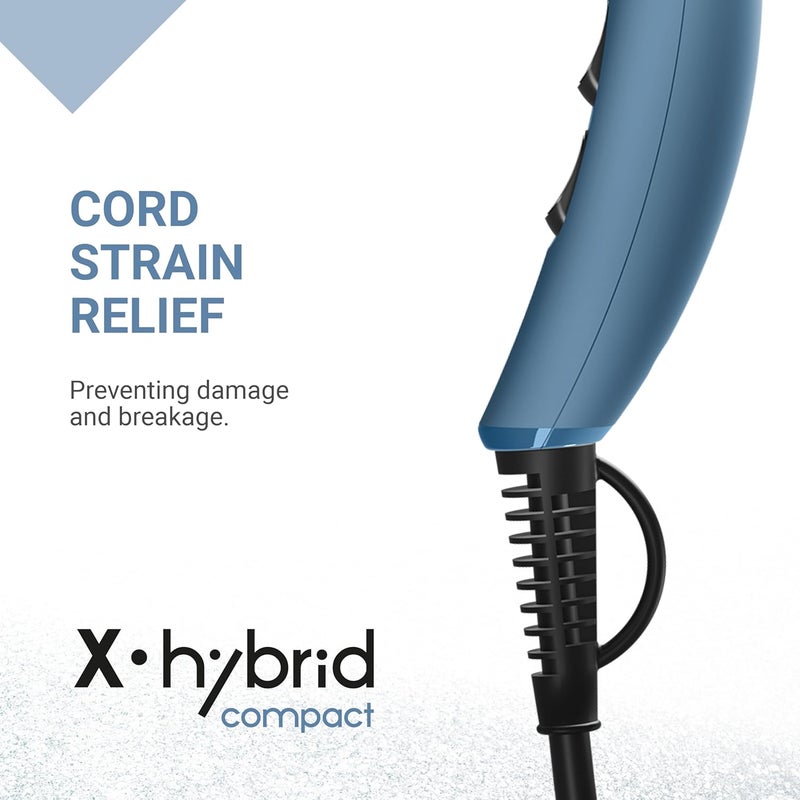 Gamma Professional Hair Dryer X-Hybrid Compact, Lightweight and Compact Hair Dryer, Ion Technology, Tourmaline Coated Grid, 1800-2100W (Avio Blue) - Image 5