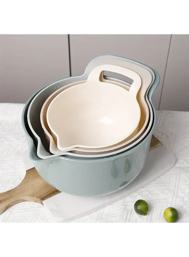 Green Non Slip Plastic Mixing Bowls Set 4 Pieces Multi Purpose Kitchen Essentials - Image 1