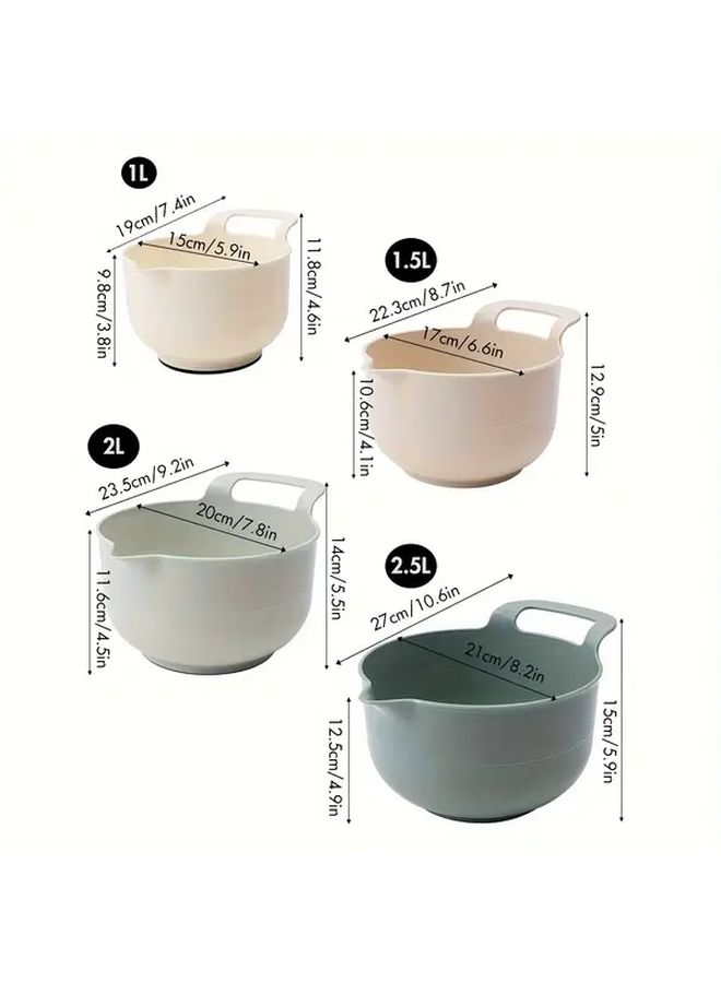 Green Non Slip Plastic Mixing Bowls Set 4 Pieces Multi Purpose Kitchen Essentials - Image 4