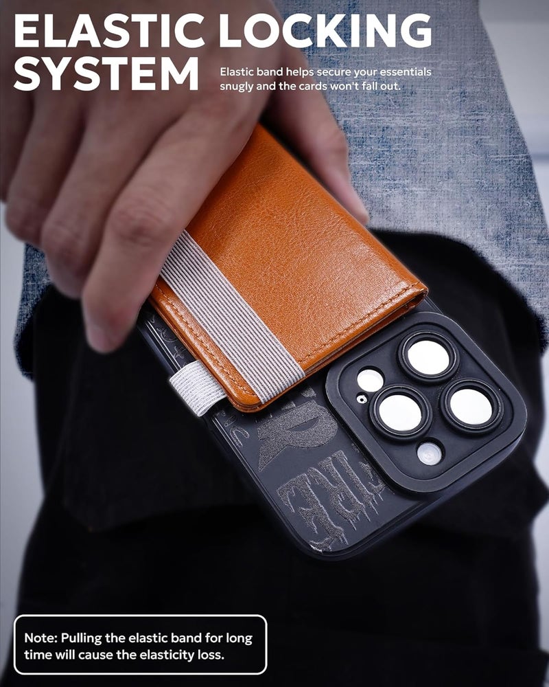 eLusefor Stick-On Phone Wallet for Back of iPhone or Android Case | 6 Sleeve Credit Card Holder - Pocket for Cards, Money & ID - Built-in Stand - Waterproof Material - Travel, Work & Life-Proof (Blush Pink) - Image 5