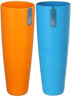 m-design M-Design Large Plastic Cup (520ml) - Microwave, Dishwasher, Food Safe & BPA Free 2Pcs (Orange/Blue) 