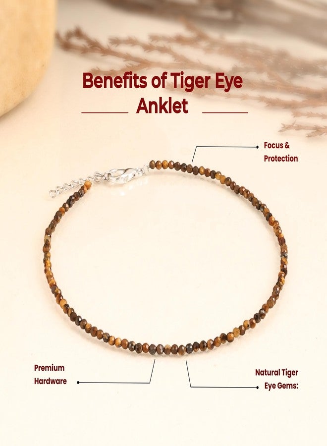Divine Hindu Tiger Eye Anklet for Women , Payal for Women - Stylish & Lightweight Jewellery for Womens, Festive & Traditional Use , Spiritual Jewellery Gifts for Women & Girls - 8 cm - Image 4
