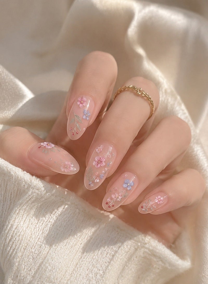 Self-Adhesive 3D Floral Nail Art Stickers With Colorful Flower Designs For Spring And Summer Manicure, 1 Sheet With Tweezers - Image 3