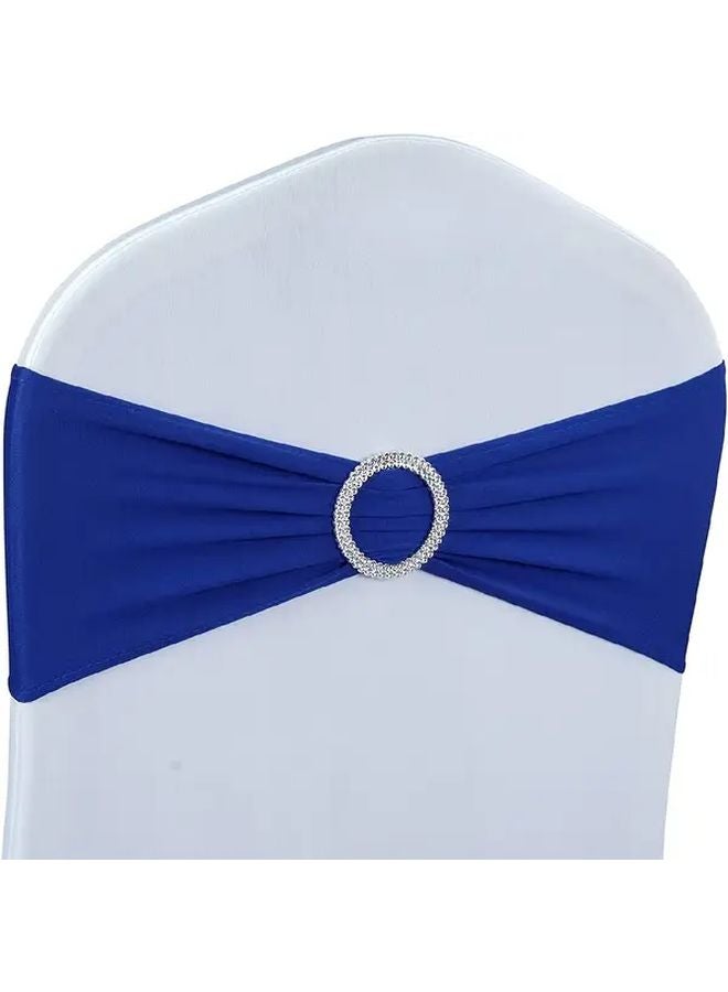 Royal Blue Elastic Bow Tie Chair Back Decor 50pcs Polyester For Weddings Parties Banquets - Image 4