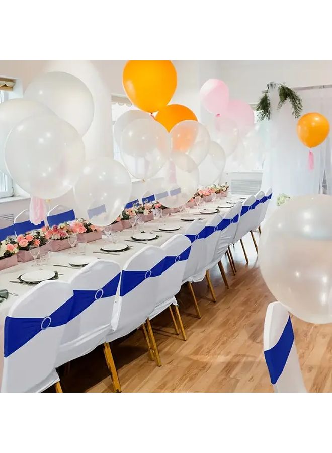 Royal Blue Elastic Bow Tie Chair Back Decor 50pcs Polyester For Weddings Parties Banquets - Image 5