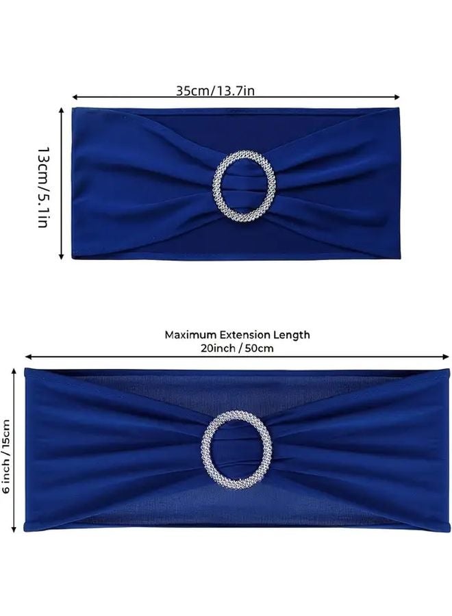 Royal Blue Elastic Bow Tie Chair Back Decor 50pcs Polyester For Weddings Parties Banquets - Image 3