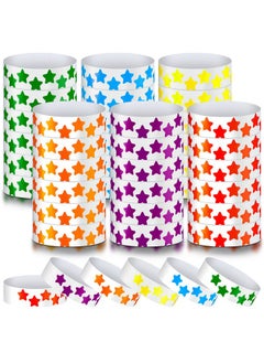 600 Pack Neon Star Wristbands Paper Wristbands For Events Adhesive Event Wristbands Arm Bands For Events Party Wristbands Bracelets For Kids Birthday Wedding Neon Glow Party (Mixed Colors)