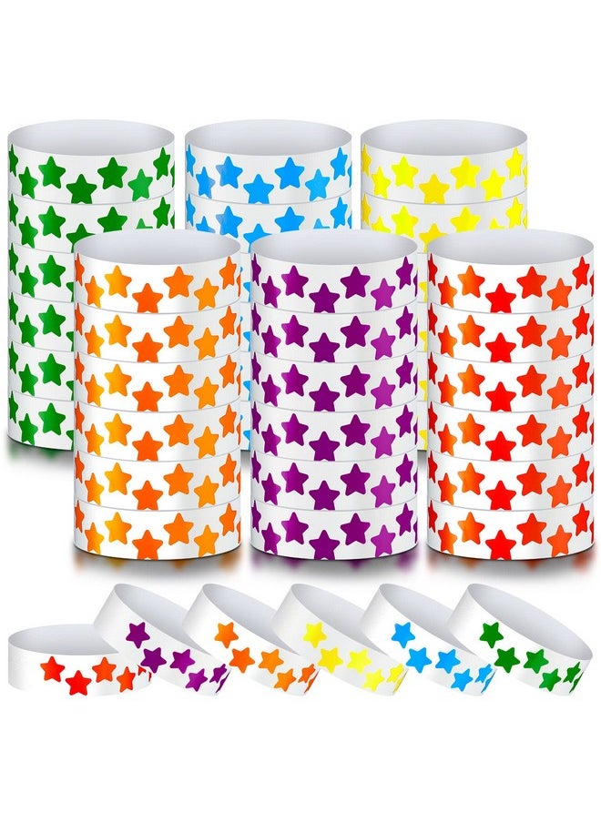 Teling - 600 Pack Neon Star Wristbands Paper Wristbands For Events Adhesive Event Wristbands Arm Bands For Events Party Wristbands Bracelets For Kids Birthday Wedding Neon Glow Party (Mixed Colors) - Image 1