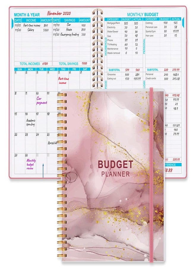 Getvow Budget Planner - Monthly Budget Book with Expense Tracker Notebook, Undated 12 Month Bill Organizer & Finance Planner to Manage Your Money, Account Book with Colorful Tabs, 8" x 9.5", Pink Watercolor - Image 1