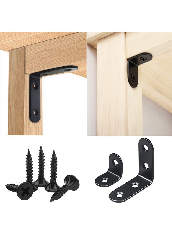 YAMASO YAMASO 20PCS L Bracket Corner Bracket,Black Small Right Angle Bracket for Wood Furniture Cabinet Chair(10PCS 0.79 Inch+10PCS 1.57 Inch with 60PCS Screws)  - Image 4